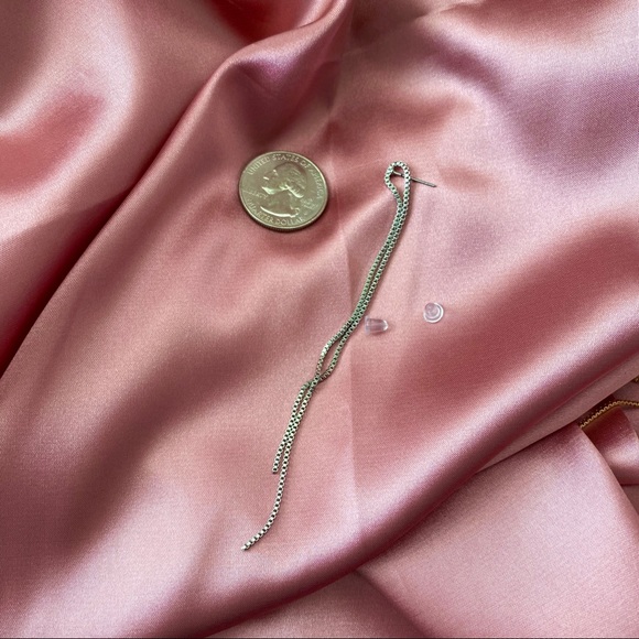 Metal Thread Drop Earrings Threader Dangle - Picture 6 of 10